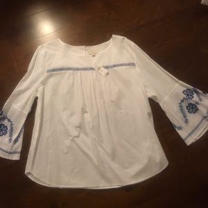Loft long sleeve embroidered blouse